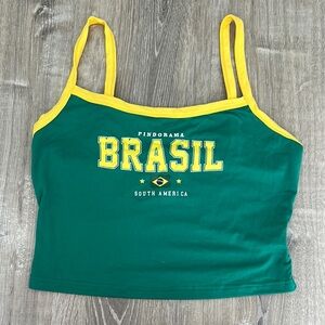 SHEIN Green and Yellow Brasil Tank Top